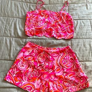 Lilly Pulitzer matching shorts and crop tank